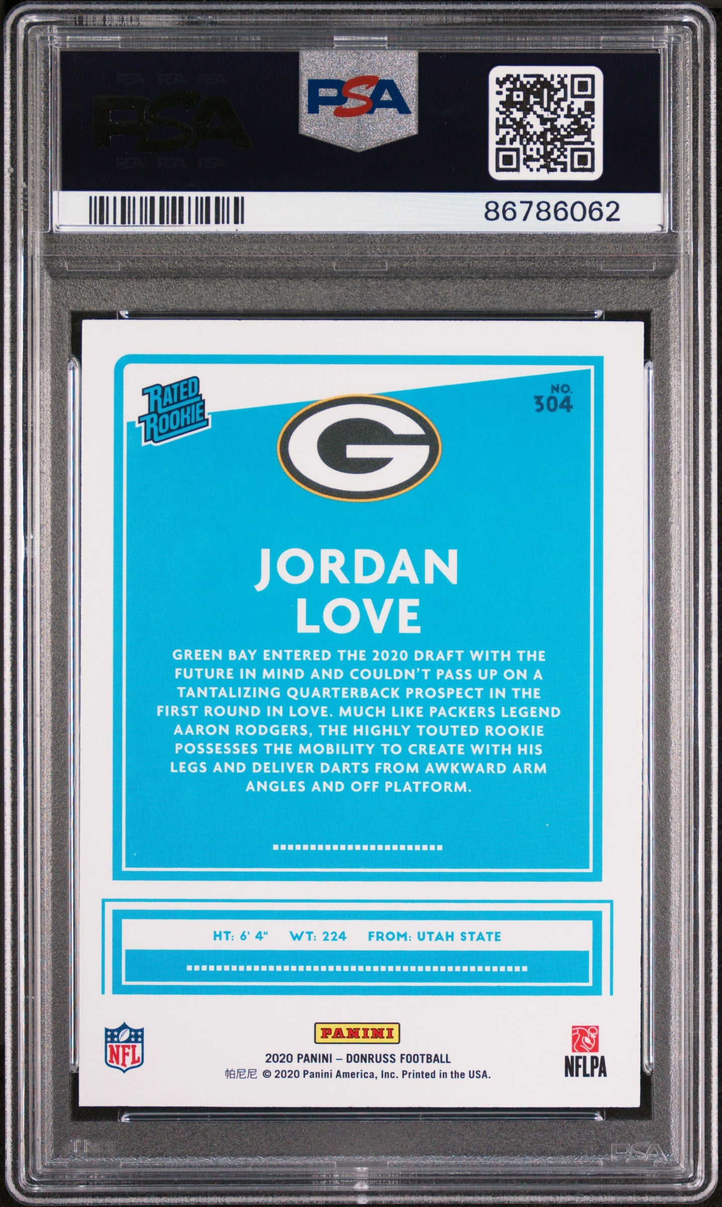 2020 Panini Donruss * Jordan Love * Rated Rookie #304 * PSA 9