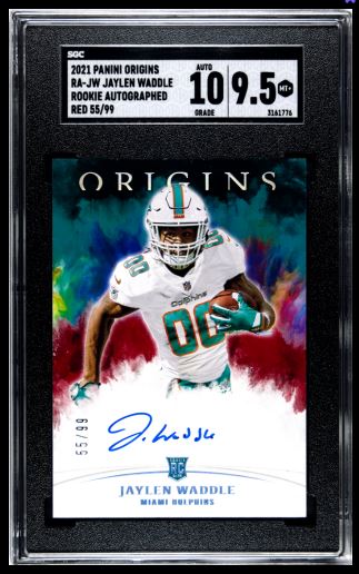 2021 Panini Origins * Jaylen Waddle * #55/99 RC Auto Red #RA-JW * SGC