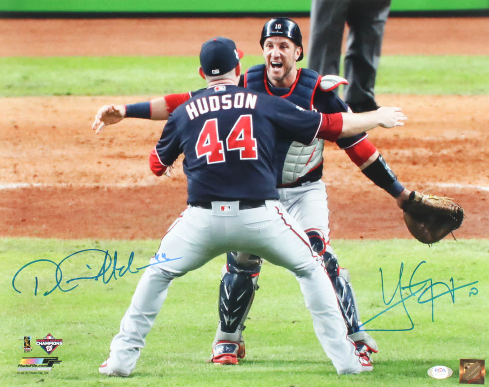 Daniel Hudson & Yan Gomes Signed Nationals 16x20 Framed Photo