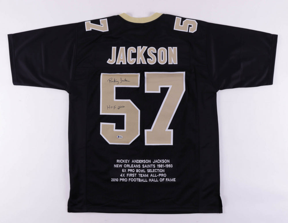 Rickey Jackson(Saints) Signed Career Highlight Stats Jersey Inscribed "HOF 2010" - Beckett - $50 OFF