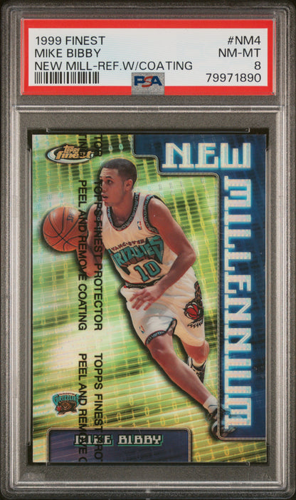 1999-00 Topps Finest * Mike Bibby * #229/300 New Millennium Refractor #NM4 * PSA