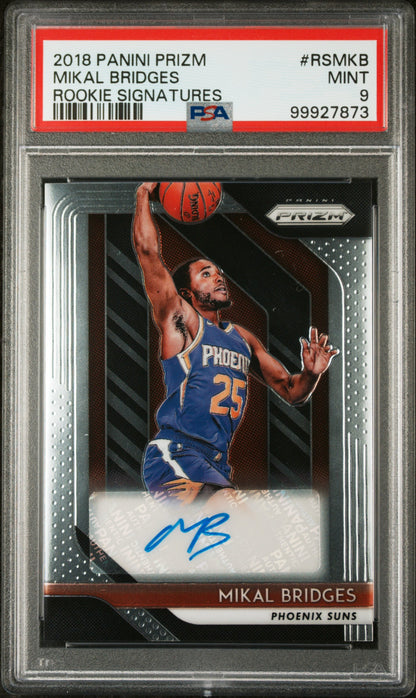 2018-19 Panini Prizm * Mikal Bridges * Rookie Signatures #RS-MKB * PSA 9