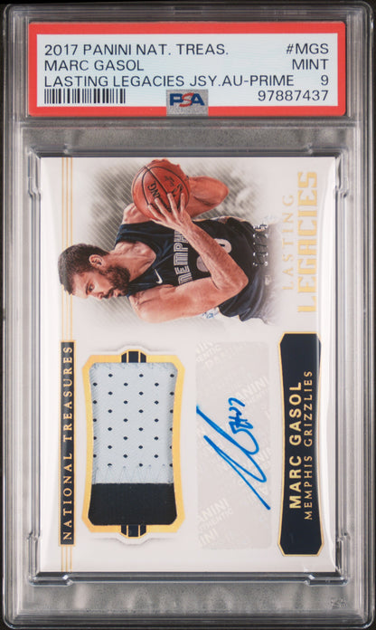 2017-18 Panini National Treasures * Marc Gasol * #19/25 Jersey Auto Prime #LL-MGS * PSA