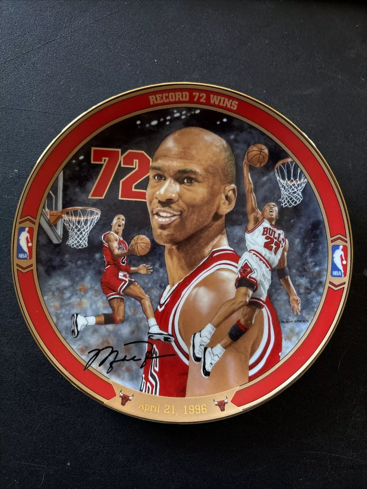 Michael Jordan Record 72 WINS Bradford Exchange Upper Deck Collectible Plate