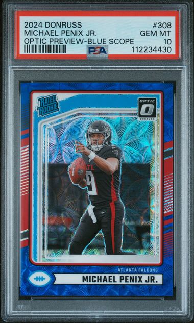 2024 Donruss * Michael Penix Jr * Optic Blue Scope RC #308 * PSA 10