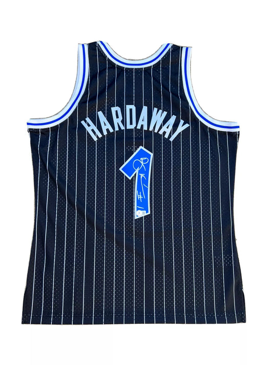 Anfernee Hardaway Signed Orlando Magic M&N Black Basketball Jersey * Beckett XL