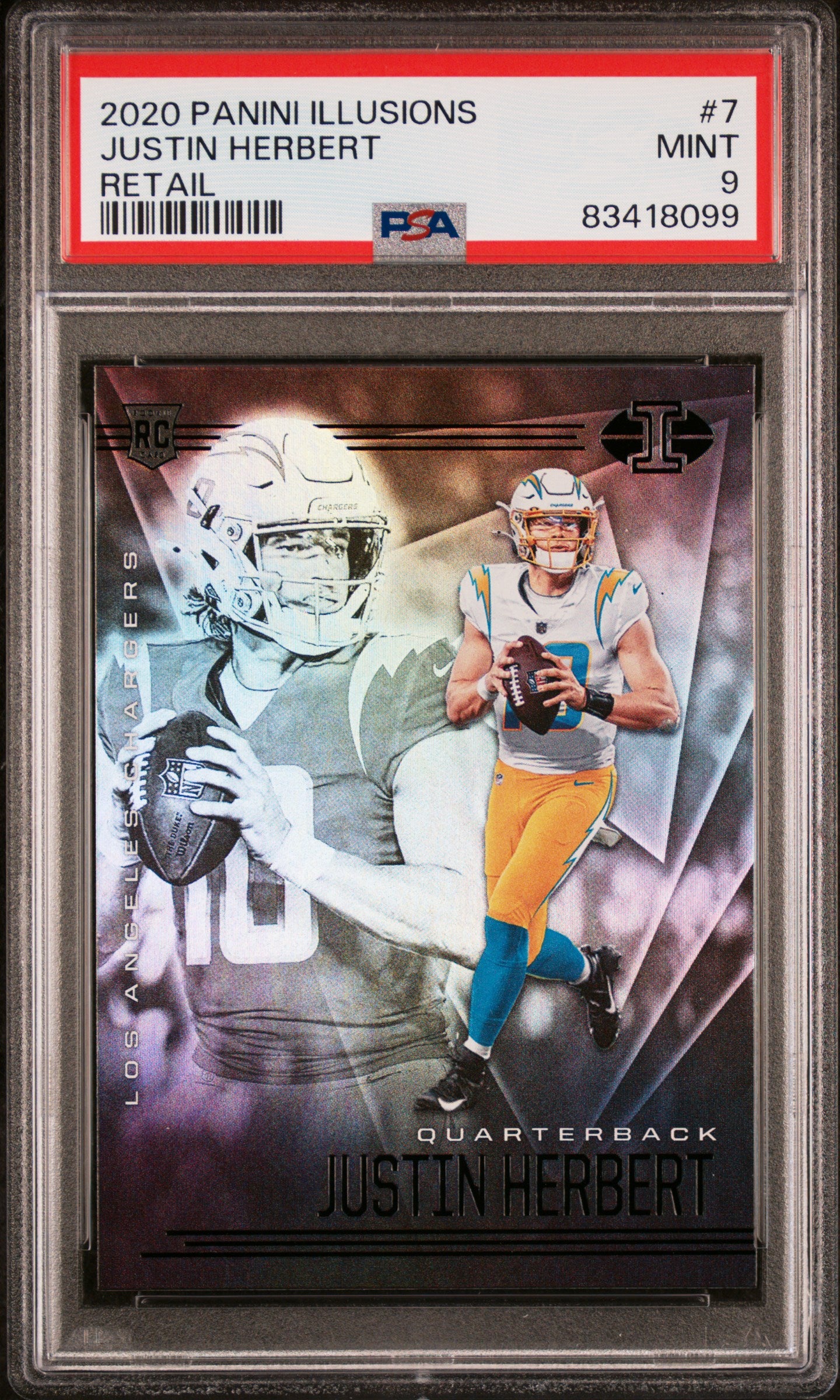 2020 Panini Illusions * Justin Herbert * RC #7 * PSA 9