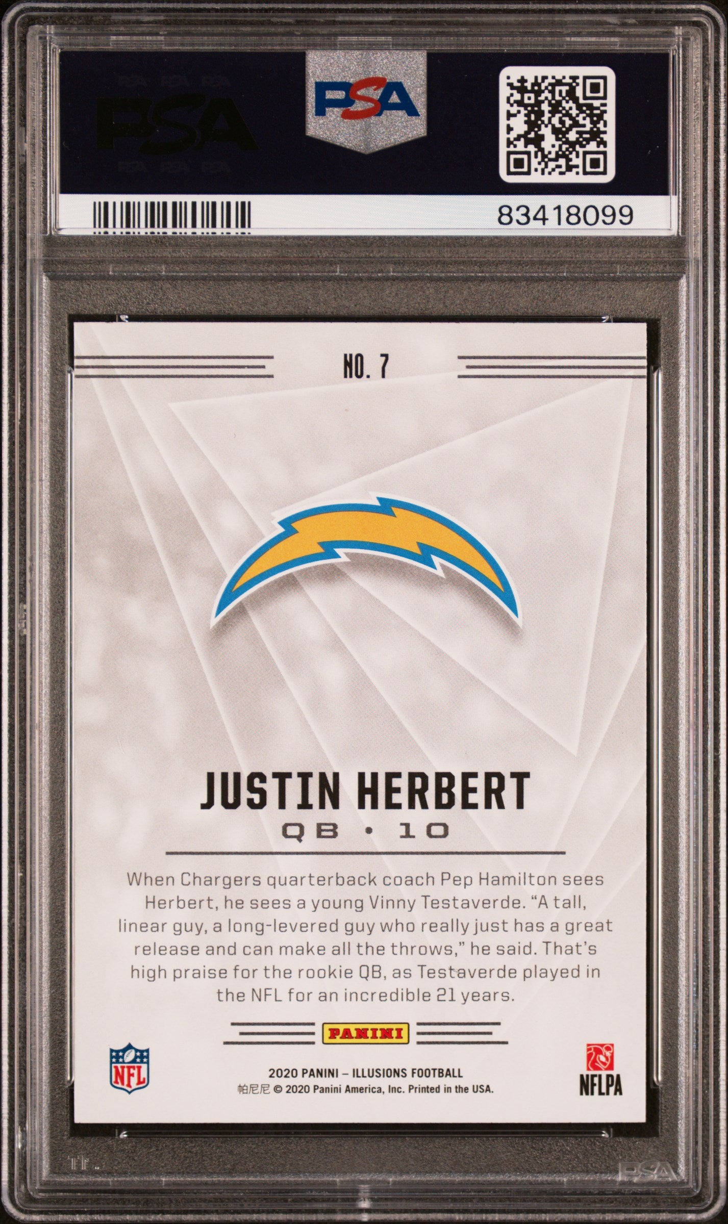 2020 Panini Illusions * Justin Herbert * RC #7 * PSA 9