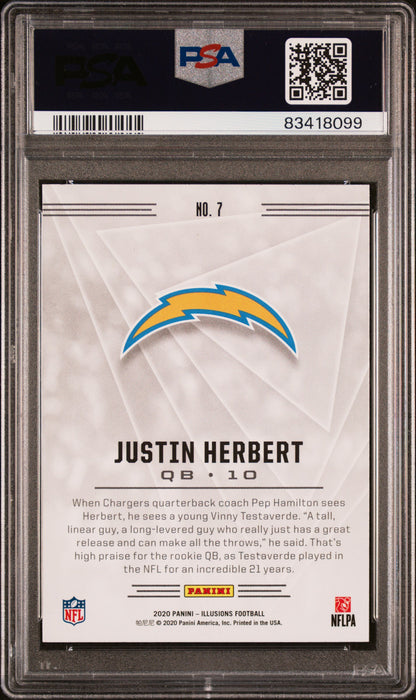 2020 Panini Illusions * Justin Herbert * RC #7 * PSA 9