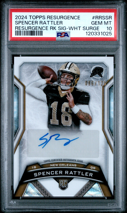 2024 Topps Resurgence * Spencer Rattler * #086/125 RC Auto #RRS-SR * PSA 10