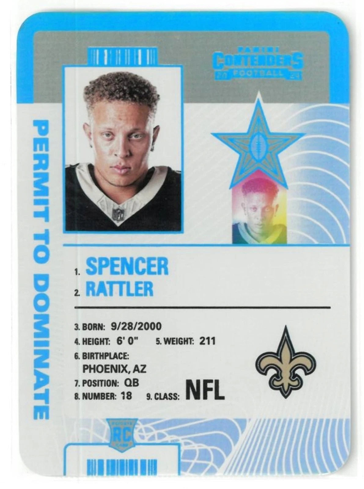 2024 Panini Contenders * Spencer Rattler * Permit To Dominate RC #32