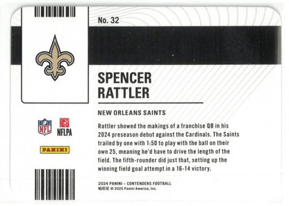 2024 Panini Contenders * Spencer Rattler * Permit To Dominate RC #32