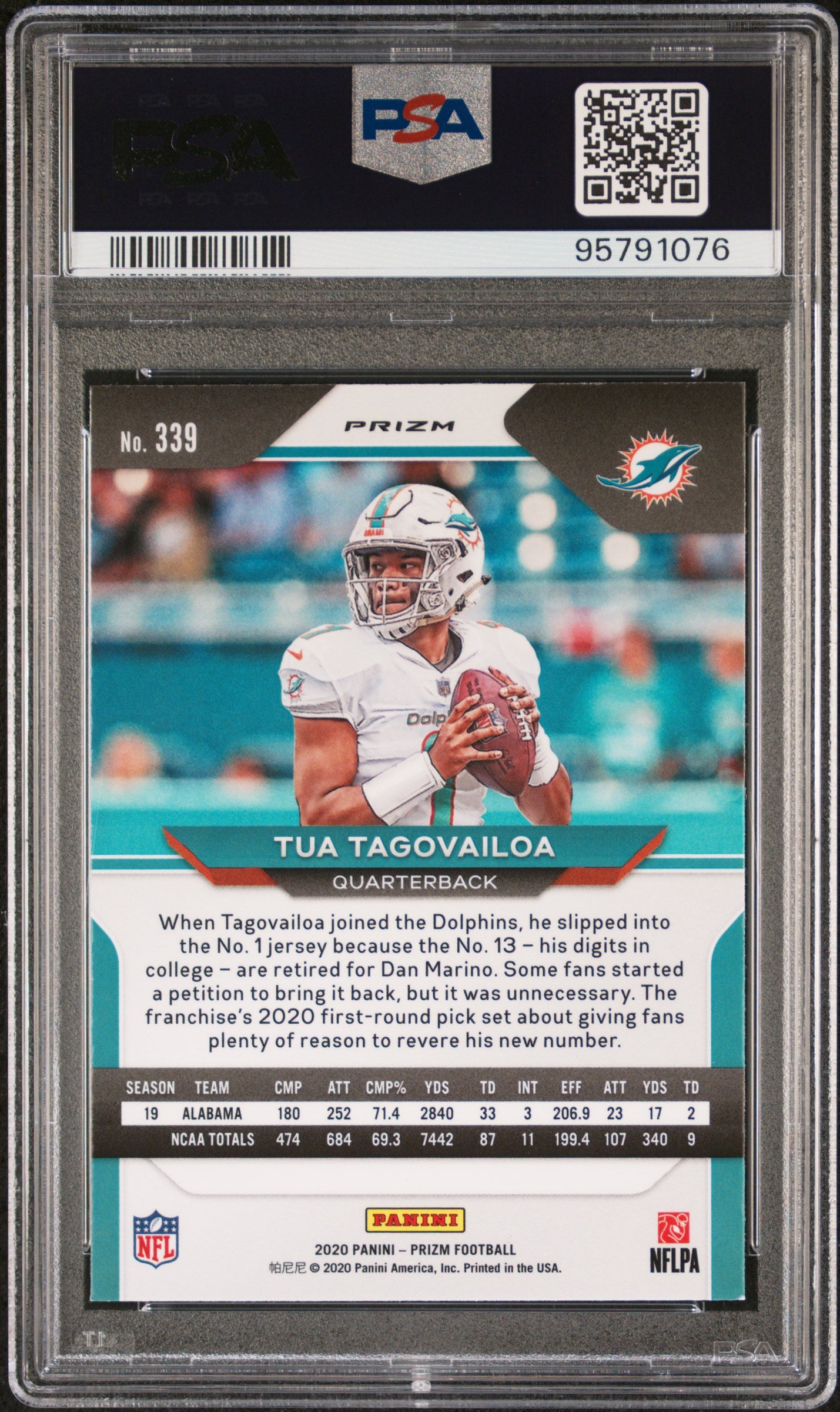 2020 Panini Prizm * Tua Tagovailoa * Silver Prizm RC #339 * PSA