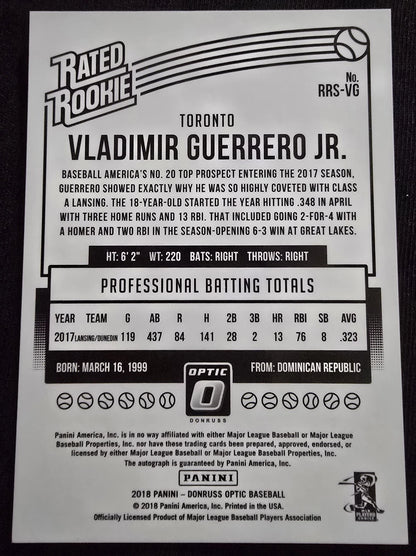 2018 Donruss Optic * Vladimir Guerrero Jr * Rated Rookie Auto #RRS-VG